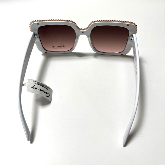 New Original CIRCUS BY SAM EDELMAN Oversized Square Sunglasses White Gold Trim - Picture 3 of 7